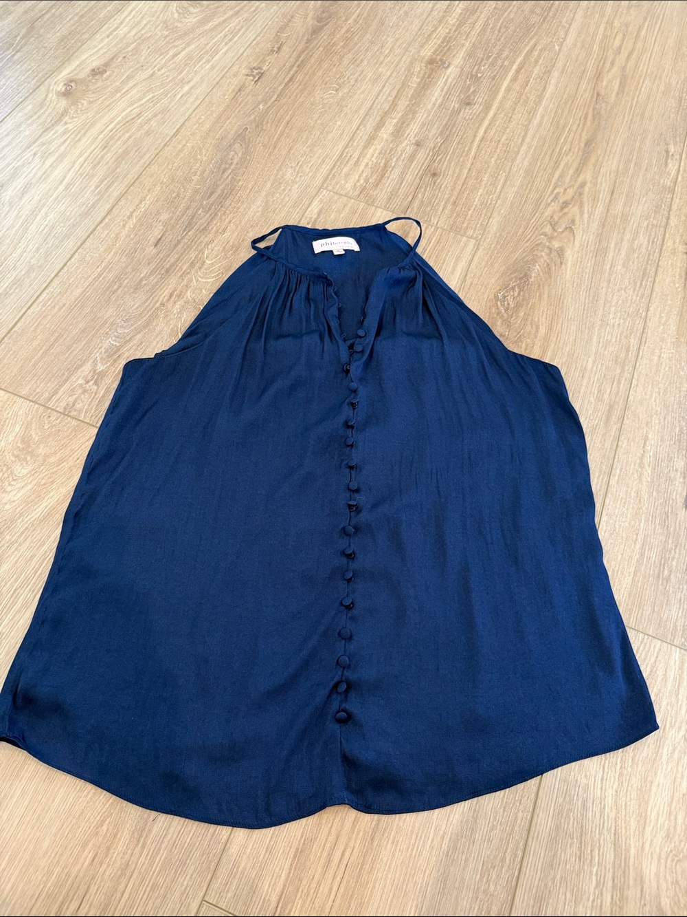 Philosophy Navy Halter-Style Button Front Camisole Top
